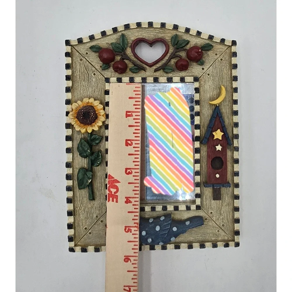 Folk Art Bird Birdhouse Sunflower‎ Resin Wall Mirror Country Farmhouse Decor